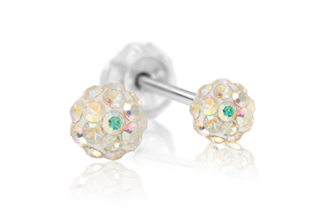 Inverness 105C Krystall Pave ball 4mm hvitt gull, par