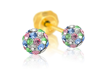 Inverness 585C Krystall ball Multicolor 4mm Gult gull, par*