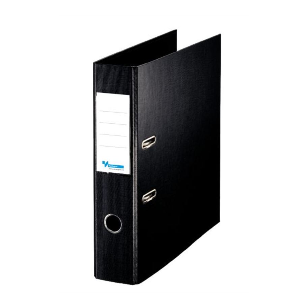 Brevordner pl A4 sort 2R 7,5cm.