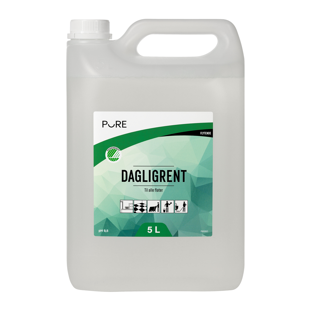 Dagligrent Pure med mild parfyme 5 liter gulv og vegger