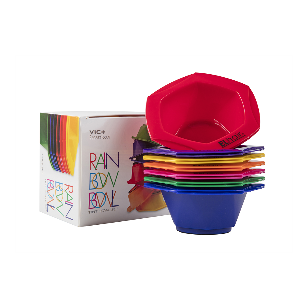 Fargeskål Elhair Regnbue sett, 7 stk ass farger
