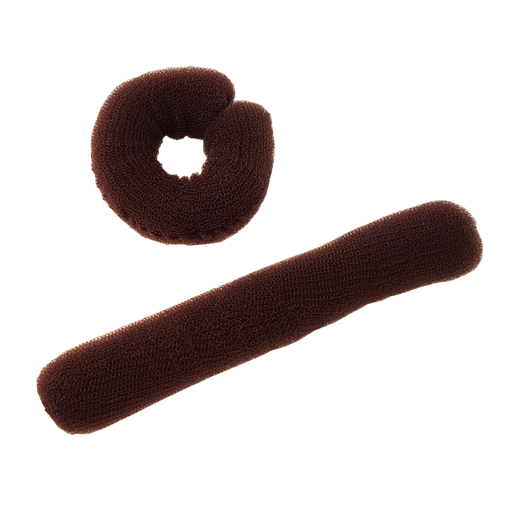 [73015111] Hair Bun lang m/knepping, brun 14gr.