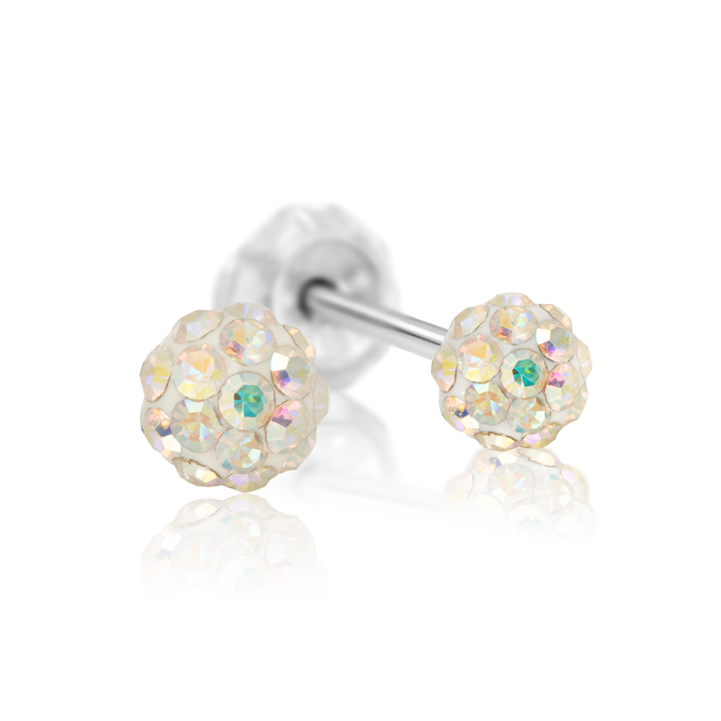 Inverness 105C Krystall Pave ball 4mm hvitt gull, par