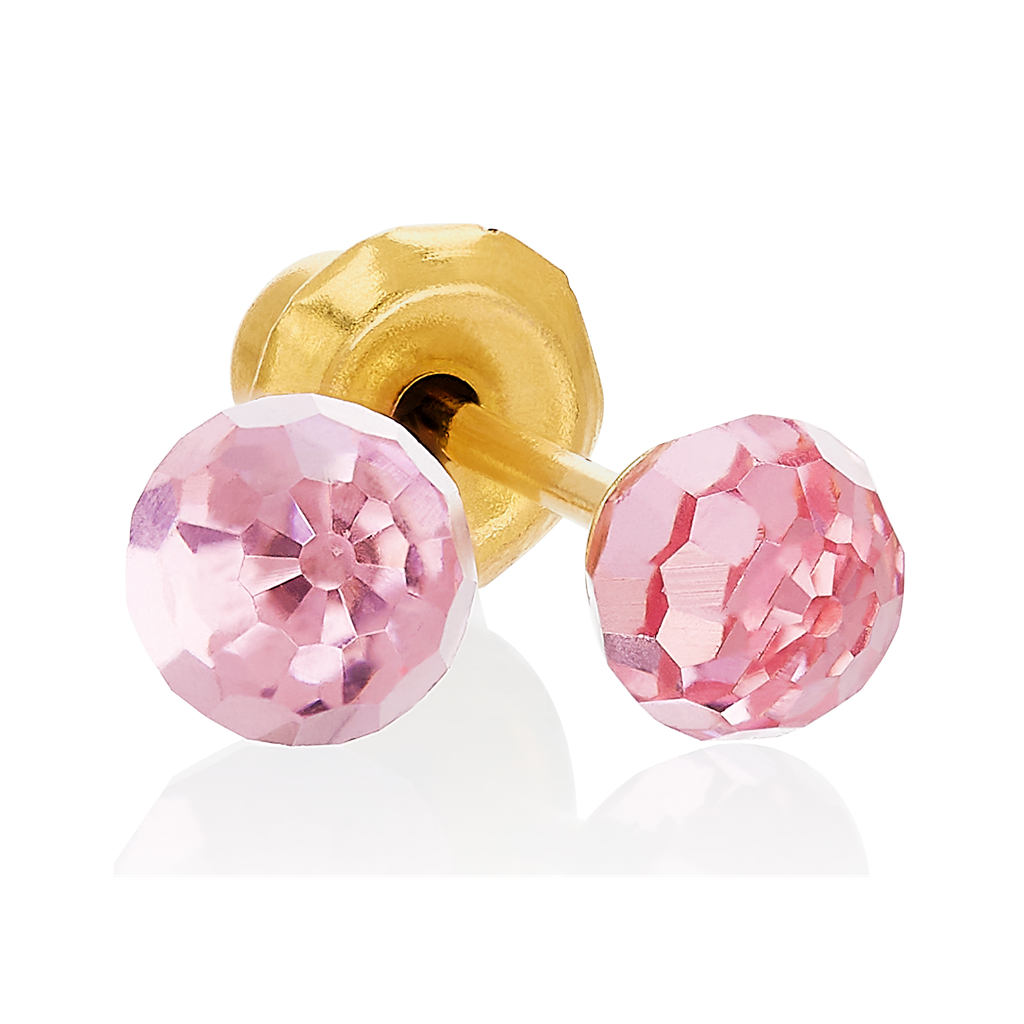 Inverness 305E Krystall ball lys rosa fasettert 4mm Gult gull, par