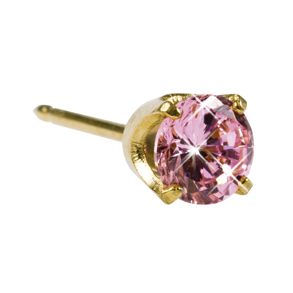 Inverness 30C Pink Ice CZ 5mm gullbelagt, par
