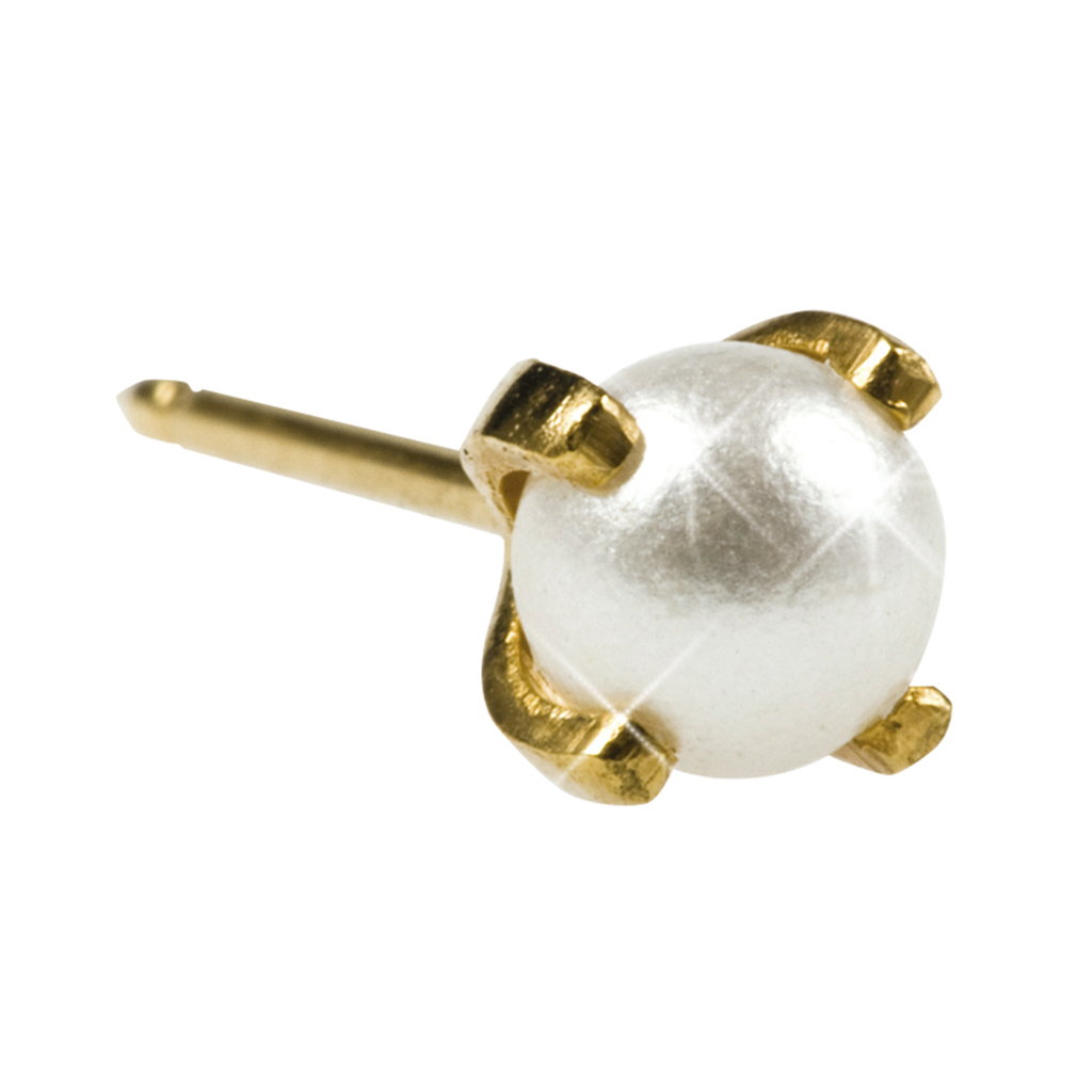 [91000040] Inverness 40C Prong Pearl gullbelagt, par