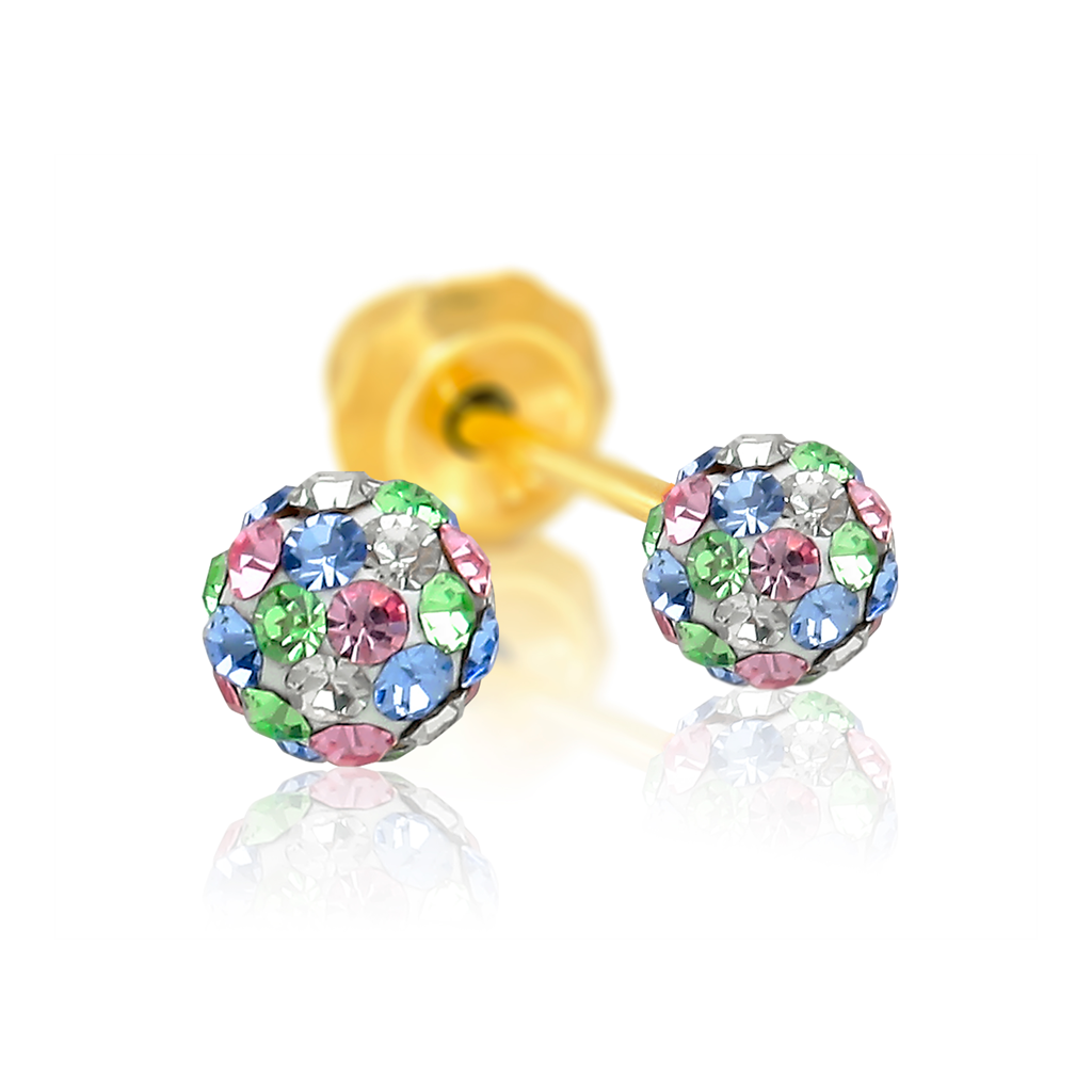 Inverness 585C Krystall ball Multicolor 4mm Gult gull, par*