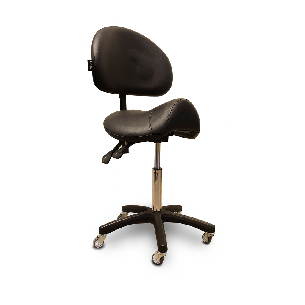 Avlastningsstol Step, sort saddle m/rygg